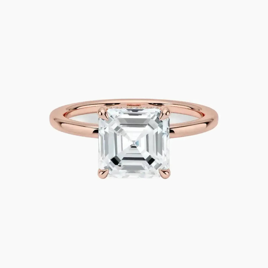 Dahlia Asscher Hidden Halo 1 Carat Lab Grown Diamond Engagement Ring in 18K White Gold
