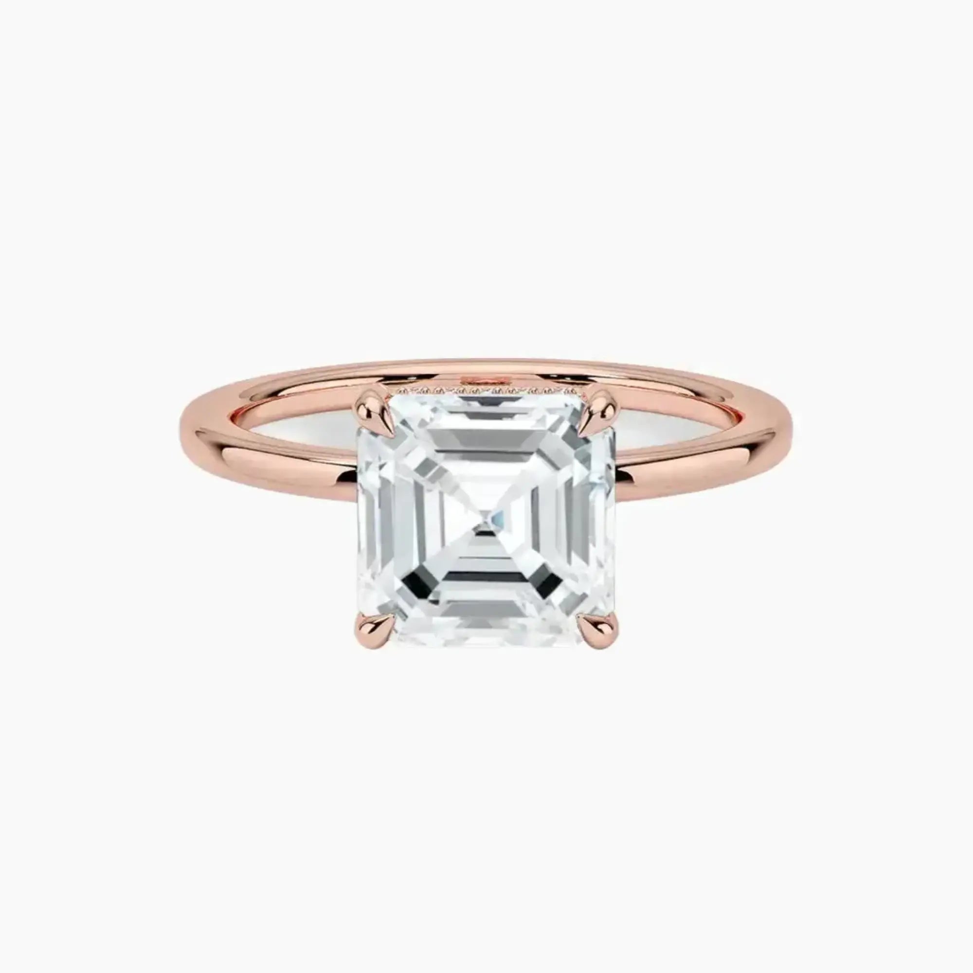 Dahlia Asscher Hidden Halo 2 Carat Lab Grown Diamond Engagement Ring in 14K Rose Gold