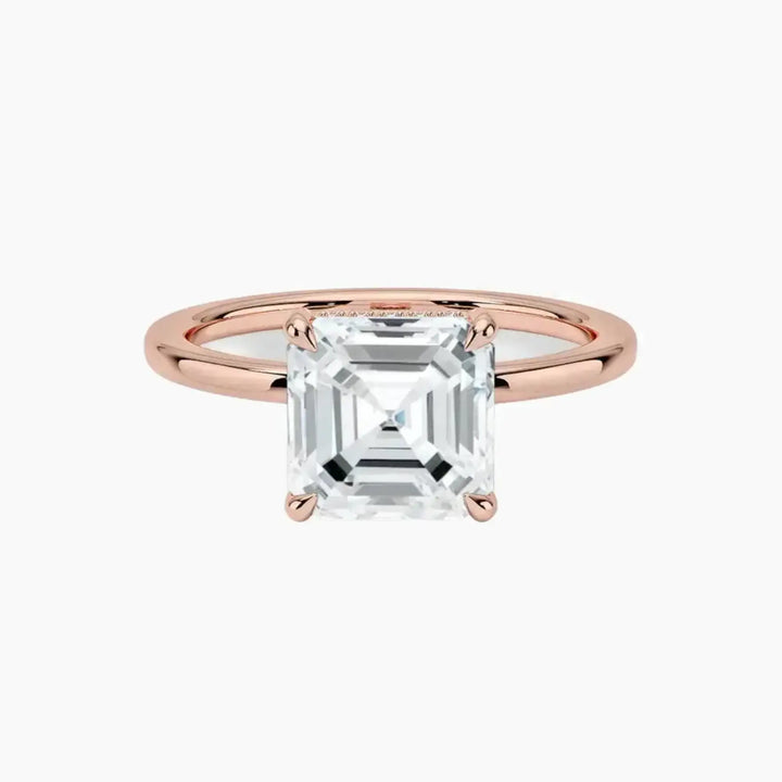 Dahlia Asscher Hidden Halo 3 Carat Lab Grown Diamond Engagement Ring in 14K Rose Gold