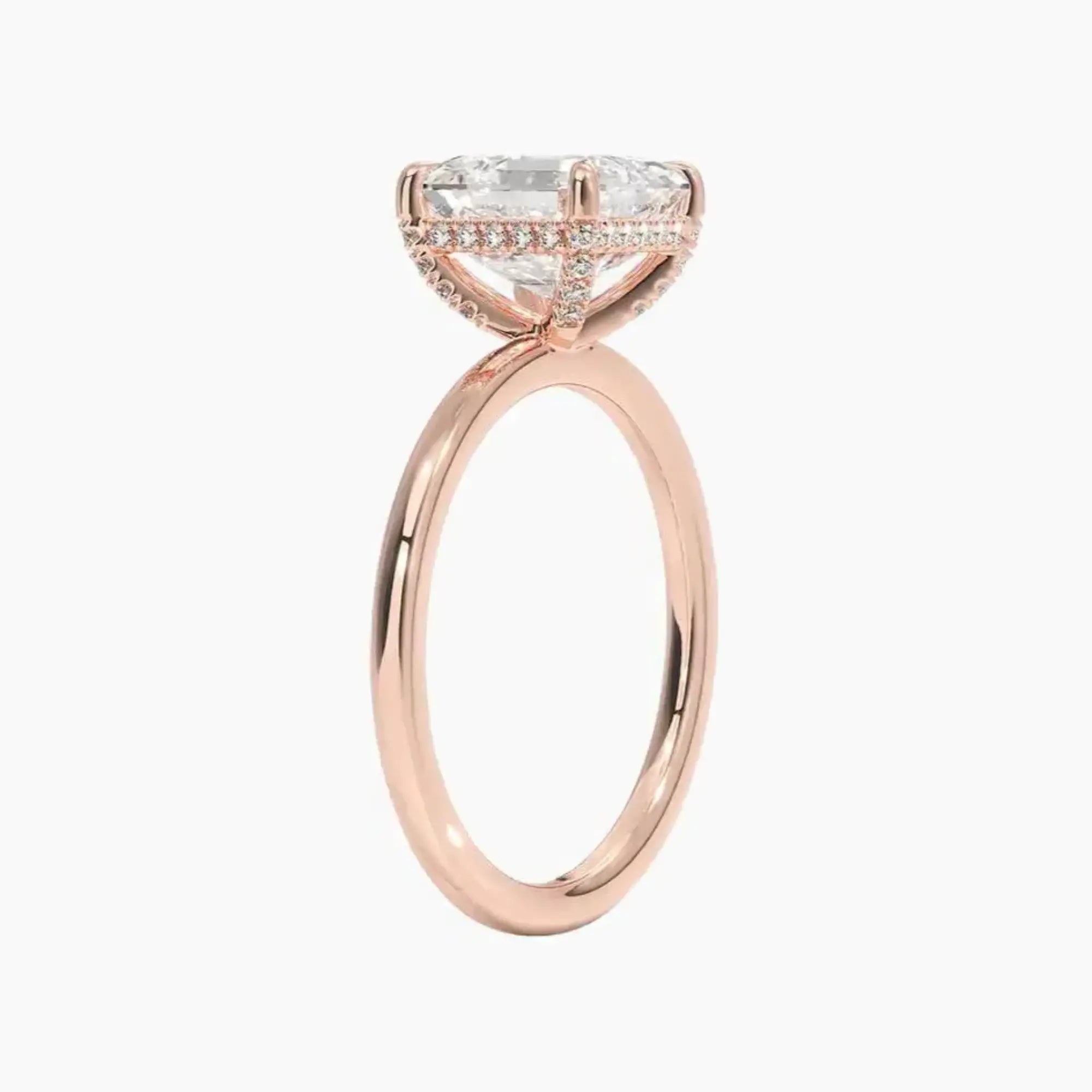 Dahlia Asscher Hidden Halo 2.5 Carat Lab Grown Diamond Engagement Ring in 18K Rose Gold