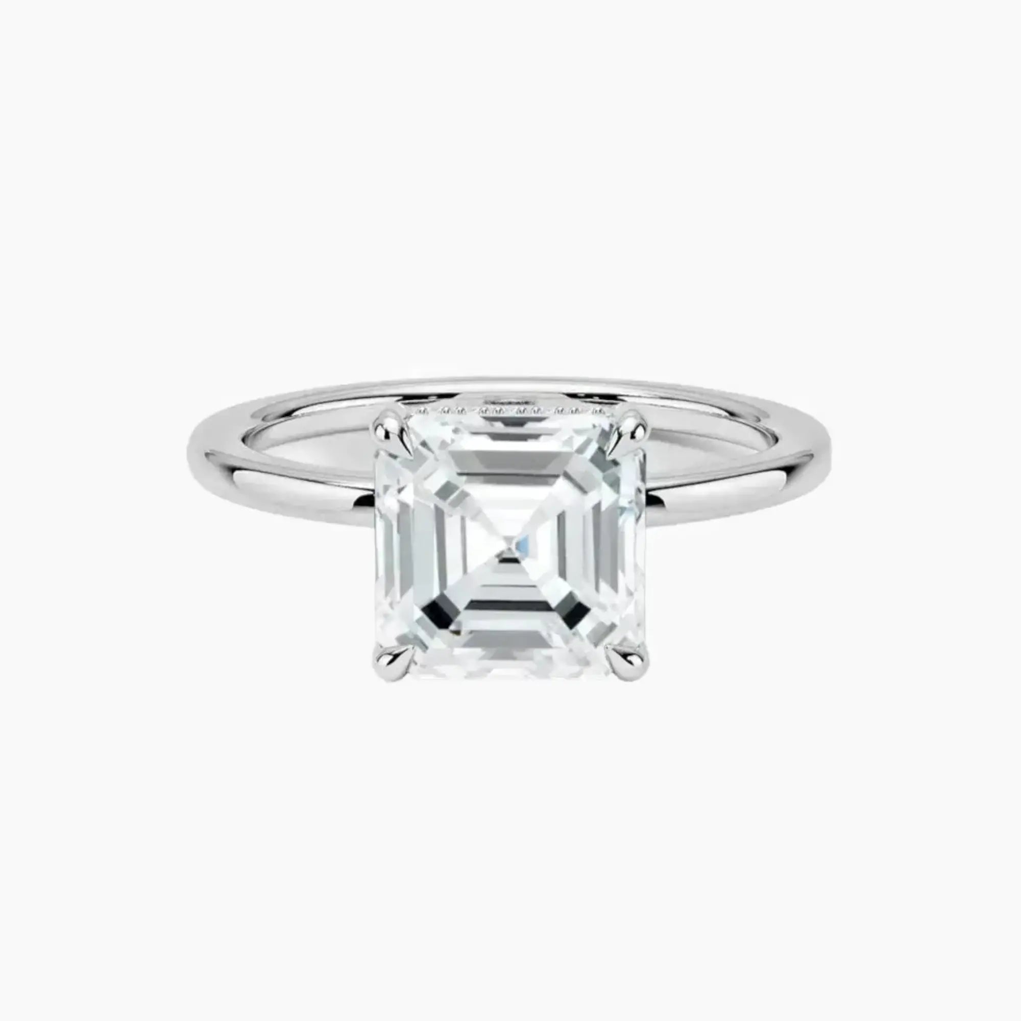 Dahlia Asscher Hidden Halo 1 Carat Lab Grown Diamond Engagement Ring in 14K White Gold