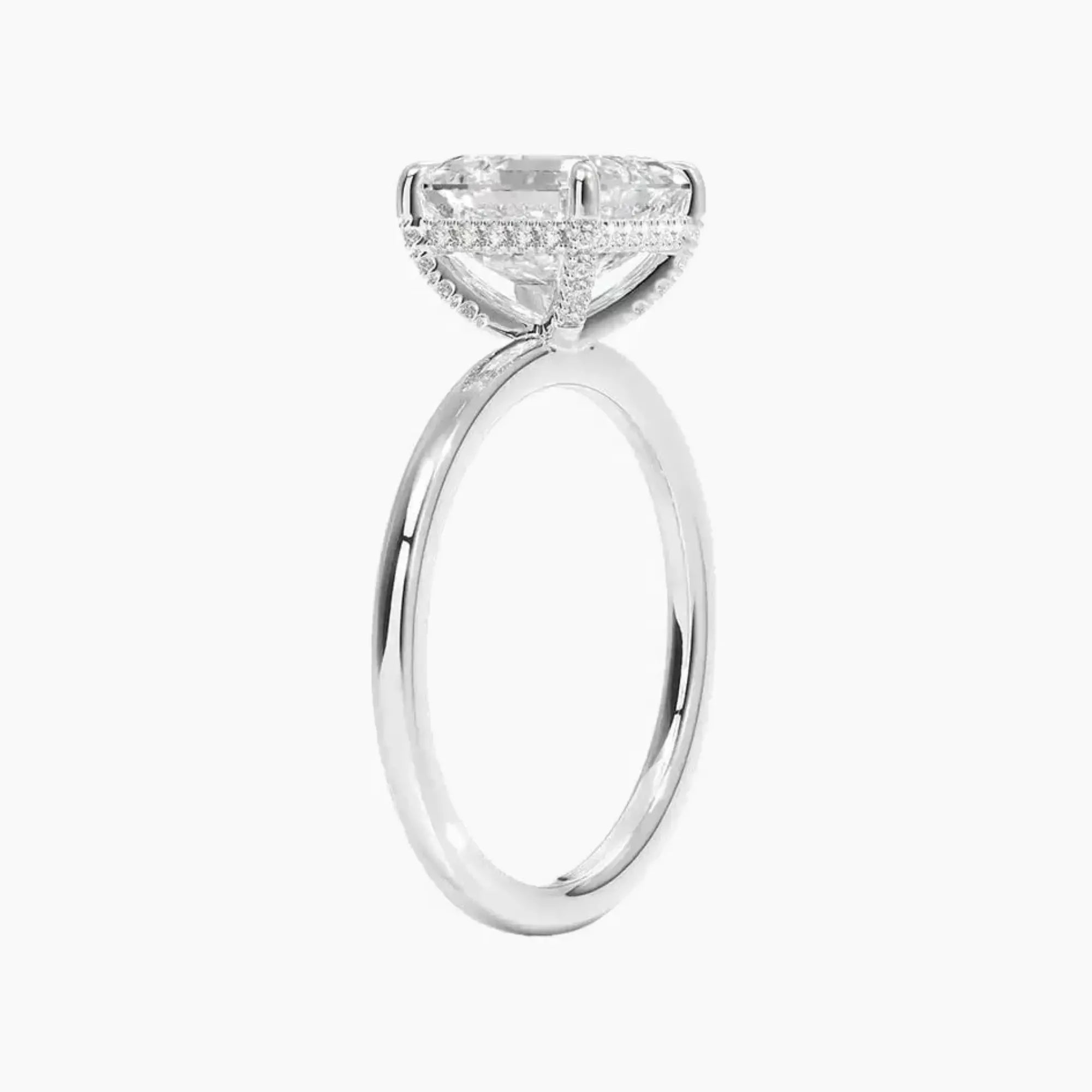 Dahlia Asscher Hidden Halo 1 Carat Lab Grown Diamond Engagement Ring in 18K White Gold
