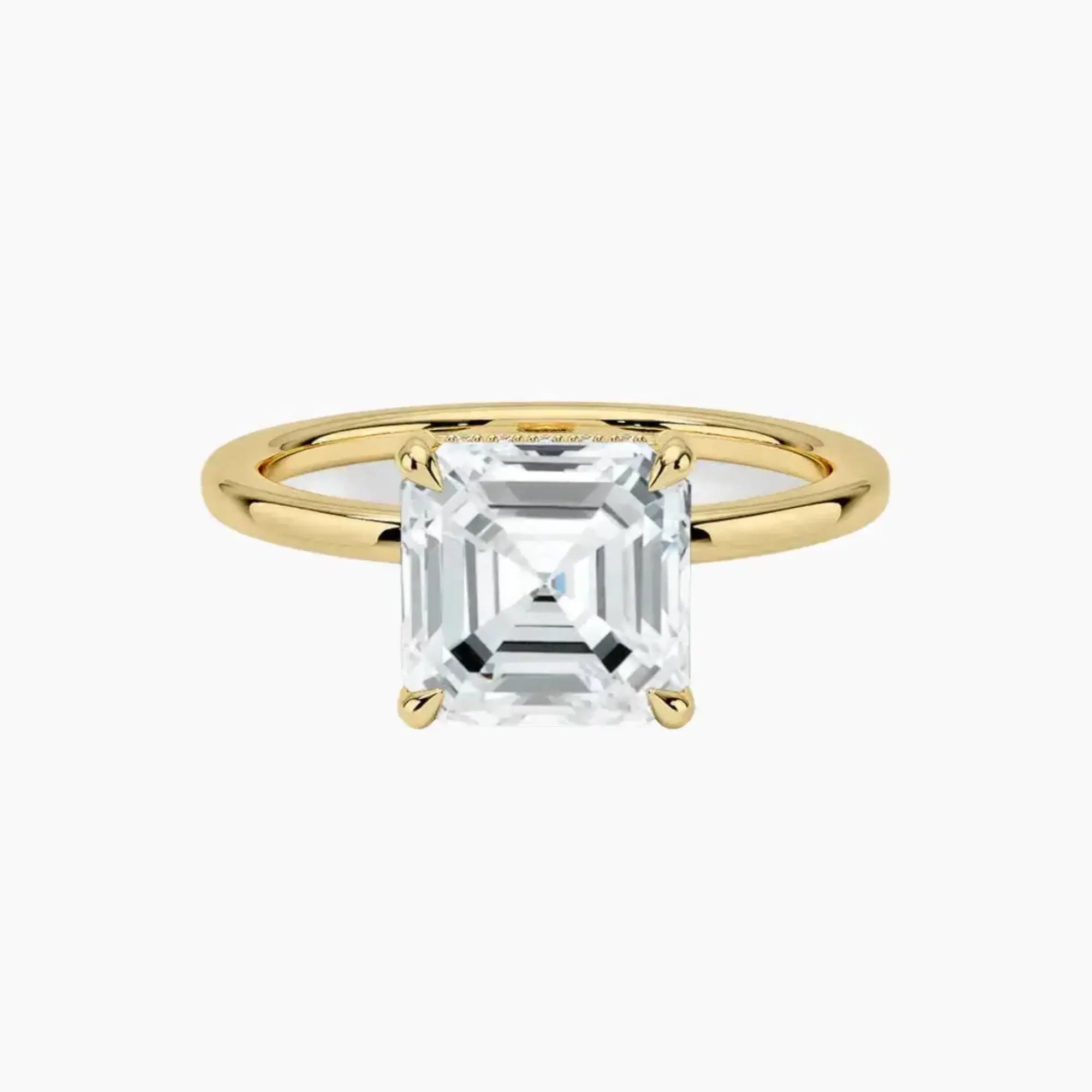 Dahlia Asscher Hidden Halo 3 Carat Lab Grown Diamond Engagement Ring in 14K Rose Gold