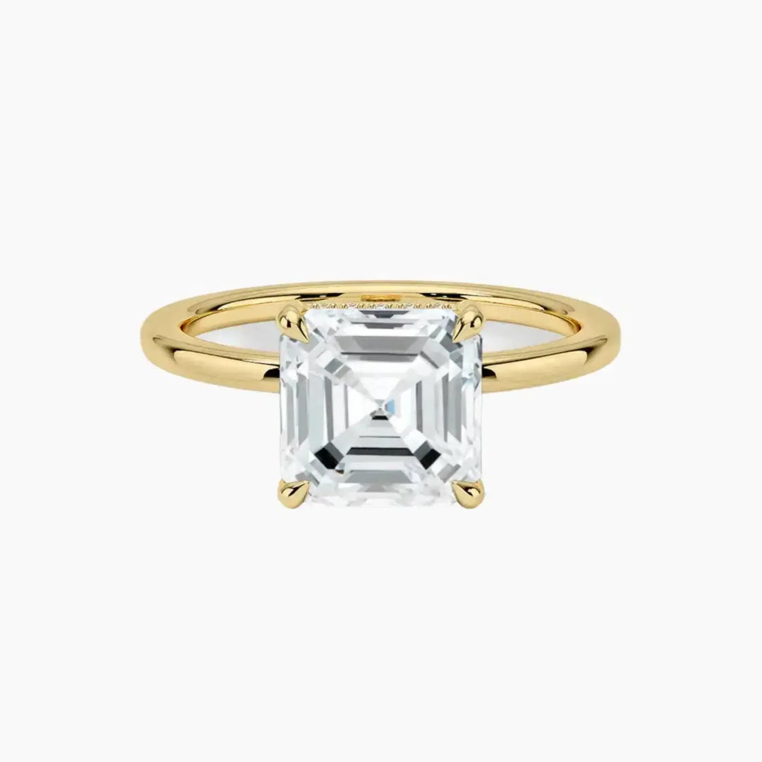 Dahlia Asscher Hidden Halo 2.5 Carat Lab Grown Diamond Engagement Ring in 18K White Gold