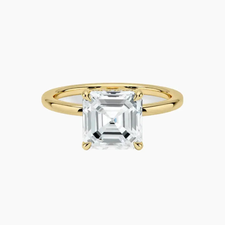 Dahlia Asscher Hidden Halo 1.5 Carat Lab Grown Diamond Engagement Ring in 18K Yellow Gold