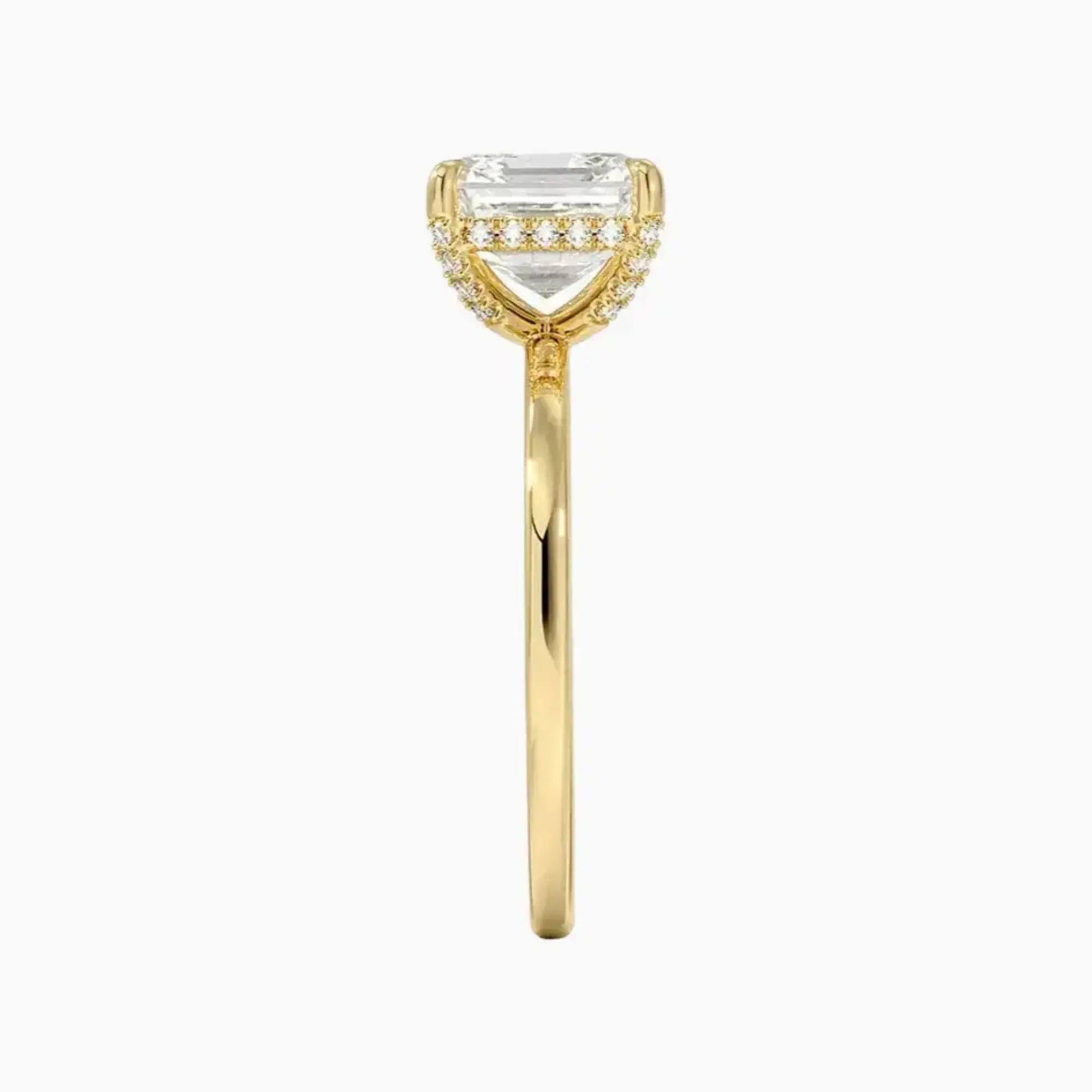 Dahlia Asscher Hidden Halo 2.5 Carat Lab Grown Diamond Engagement Ring in 18K White Gold