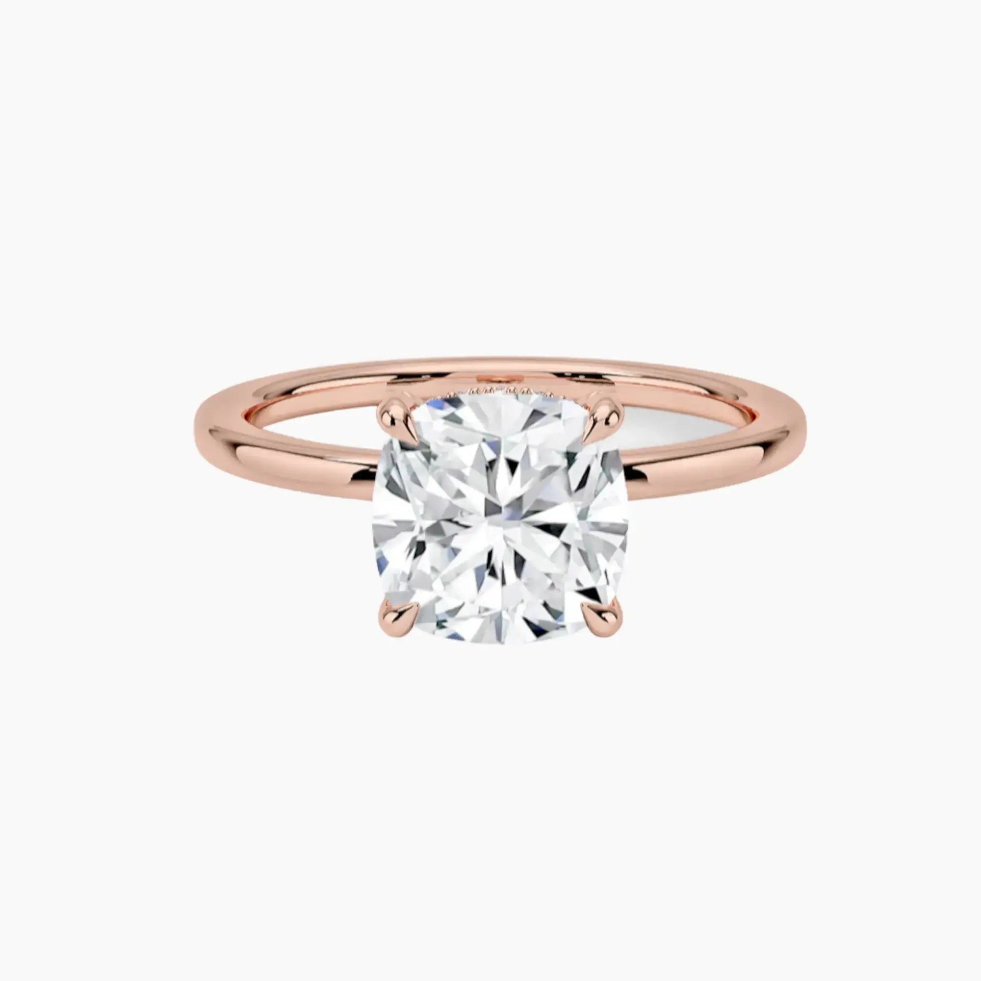 Dahlia Cushion Hidden Halo 3 Carat Lab Grown Diamond Engagement Ring in 18K White Gold