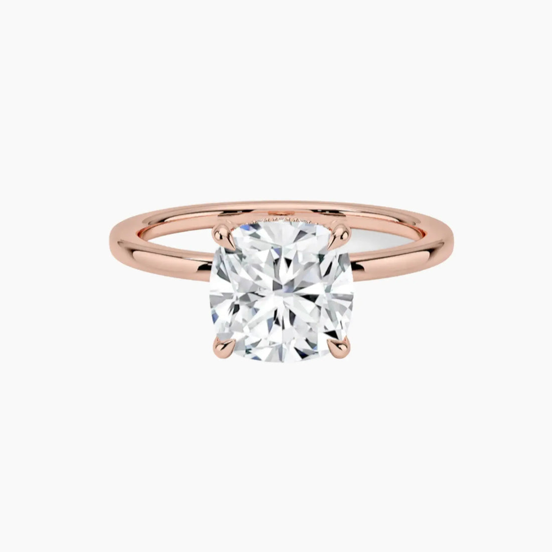 Dahlia Cushion Hidden Halo 3 Carat Lab Grown Diamond Engagement Ring in 18K Yellow Gold
