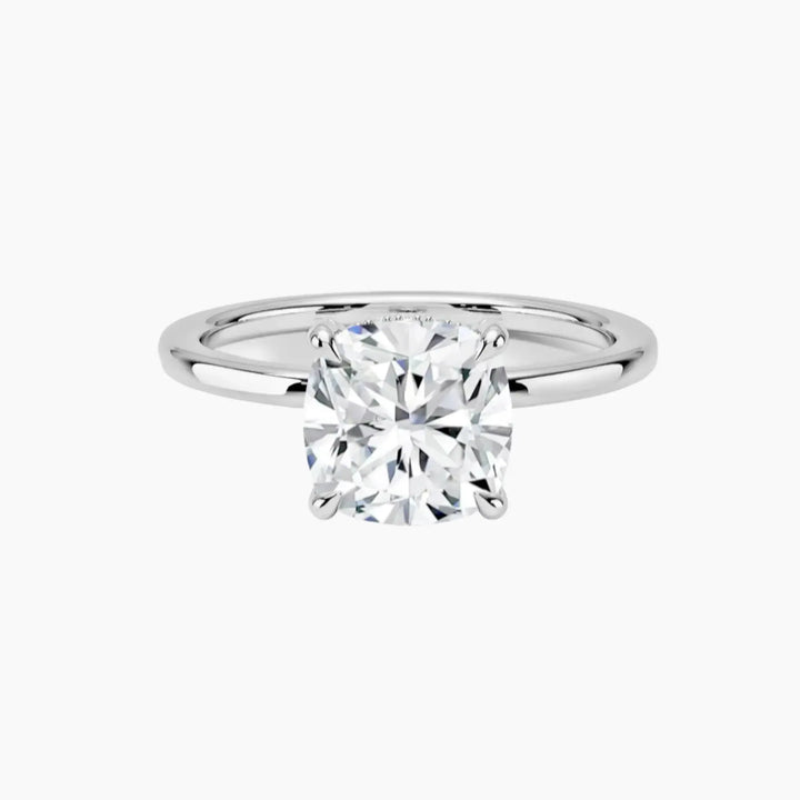 Dahlia Cushion Hidden Halo 1.5 Carat Lab Grown Diamond Engagement Ring in 18K White Gold