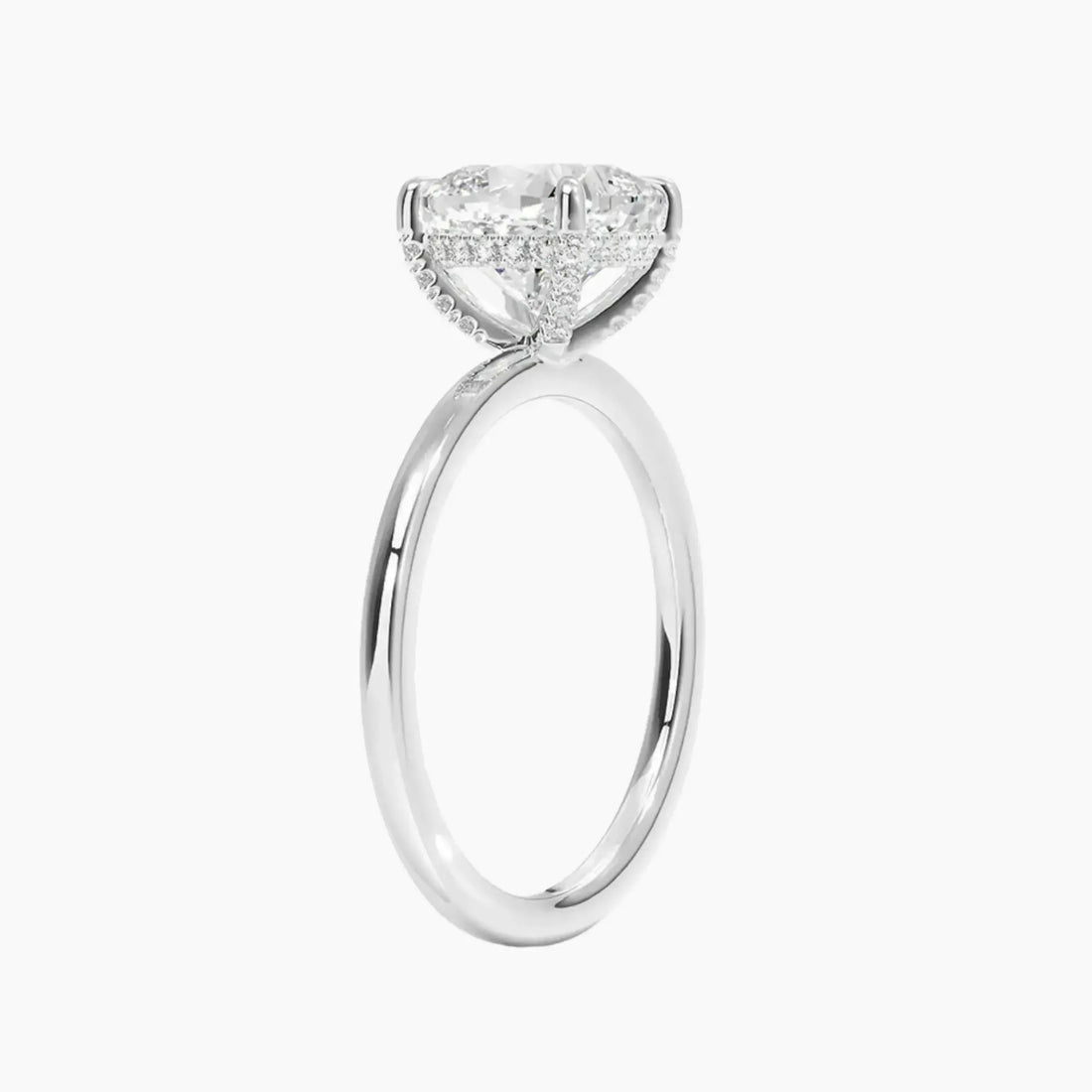 Dahlia Cushion Hidden Halo 1.5 Carat Lab Grown Diamond Engagement Ring in 14K White Gold