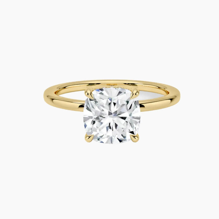 Dahlia Cushion Hidden Halo 1.5 Carat Lab Grown Diamond Engagement Ring in 18K Yellow Gold