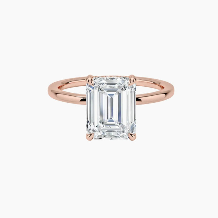 Dahlia Emerald Hidden Halo 3 Carat Lab Grown Diamond Engagement Ring in 18K Rose Gold