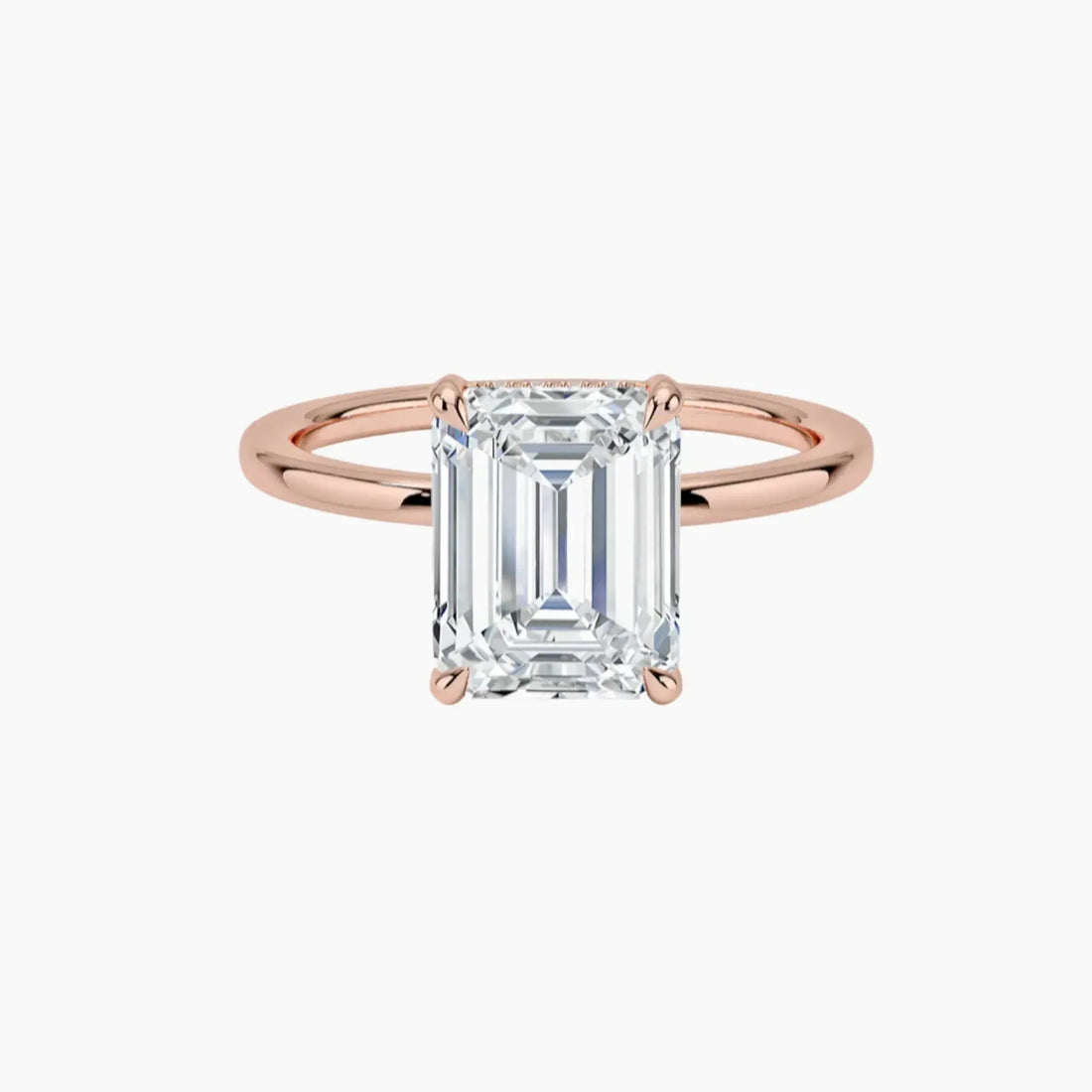 Dahlia Emerald Hidden Halo Diamond Ring Setting in 14K Rose Gold