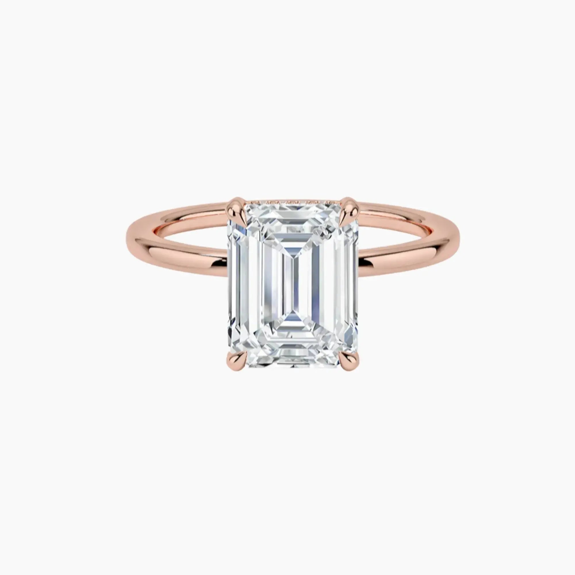 Dahlia Emerald Hidden Halo Diamond Ring Setting in 18K Yellow Gold