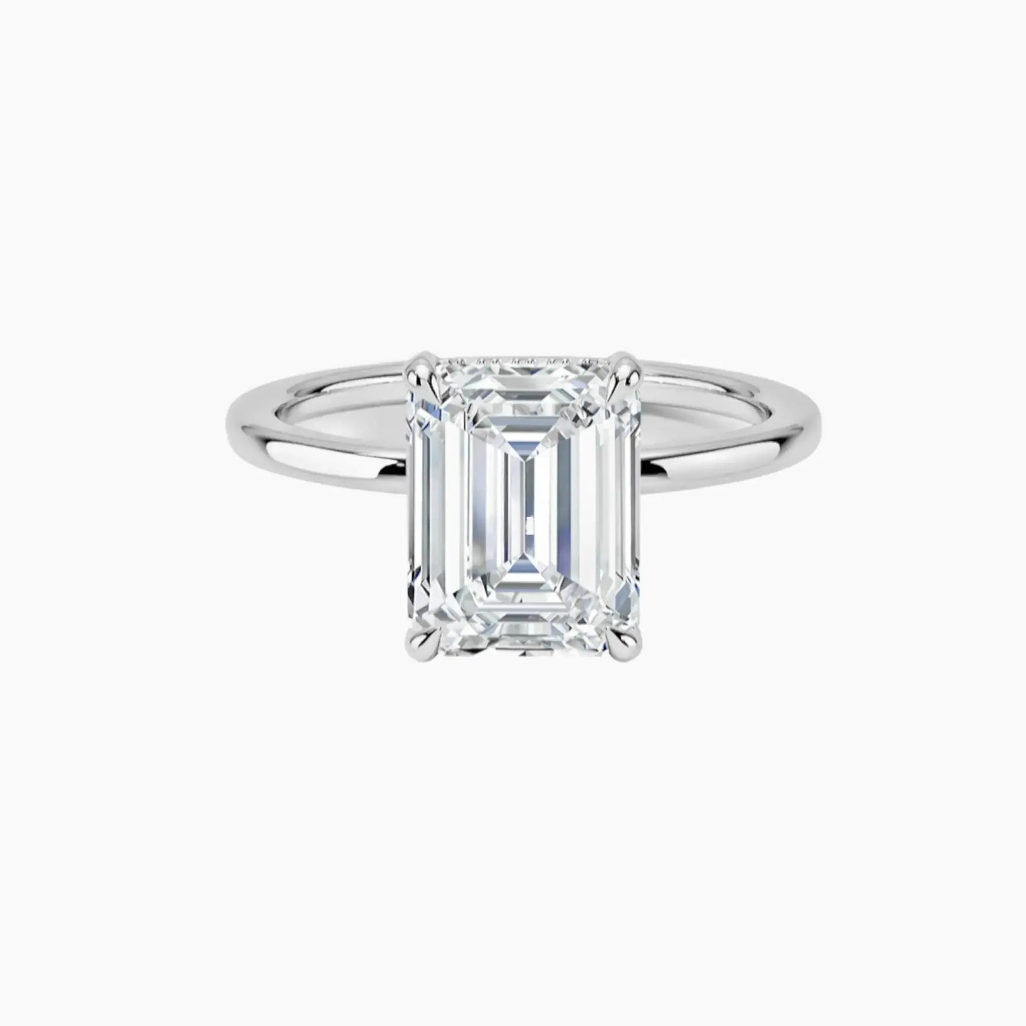 Dahlia Emerald Hidden Halo 2.5 Carat Lab Grown Diamond Engagement Ring in 14K White Gold