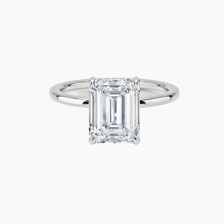 Dahlia Emerald Hidden Halo 3 Carat Lab Grown Diamond Engagement Ring in 18K White Gold