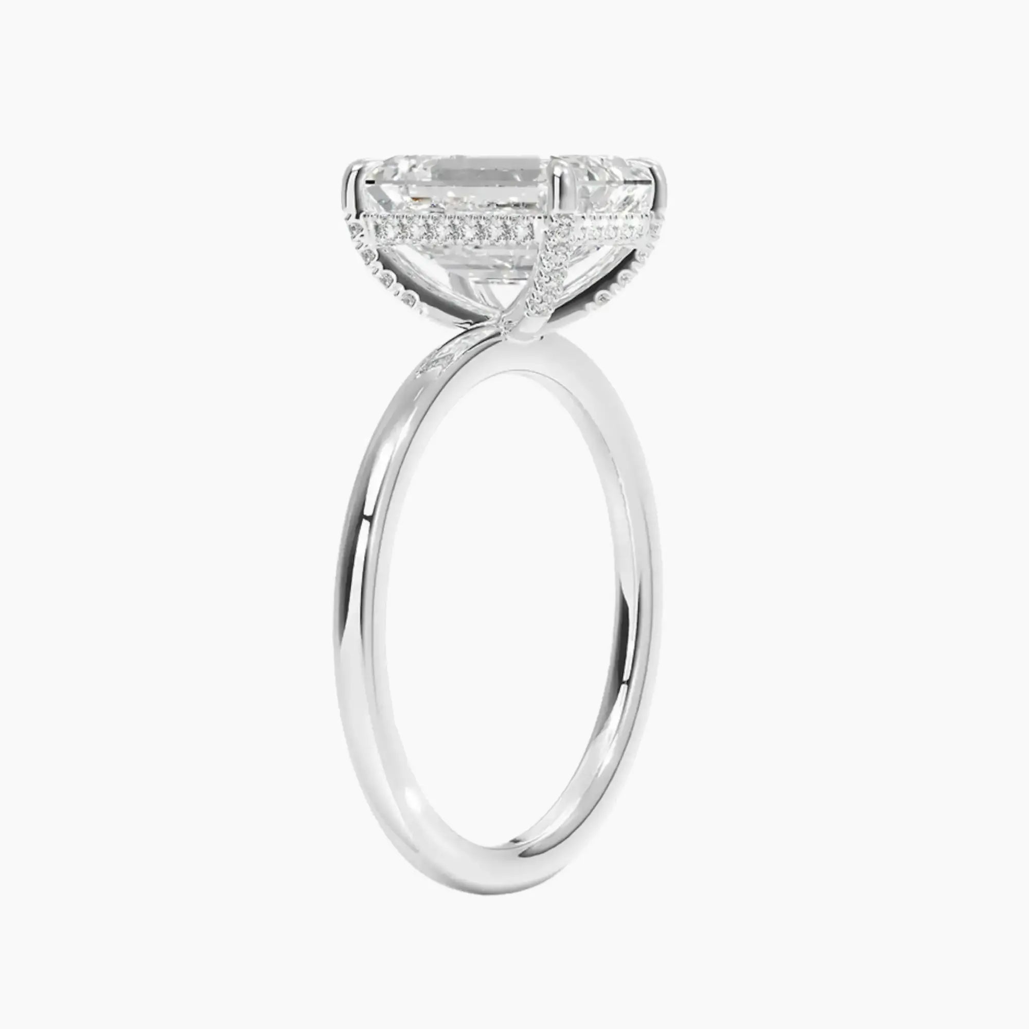 Dahlia Emerald Hidden Halo Diamond Ring Setting in 18K Yellow Gold