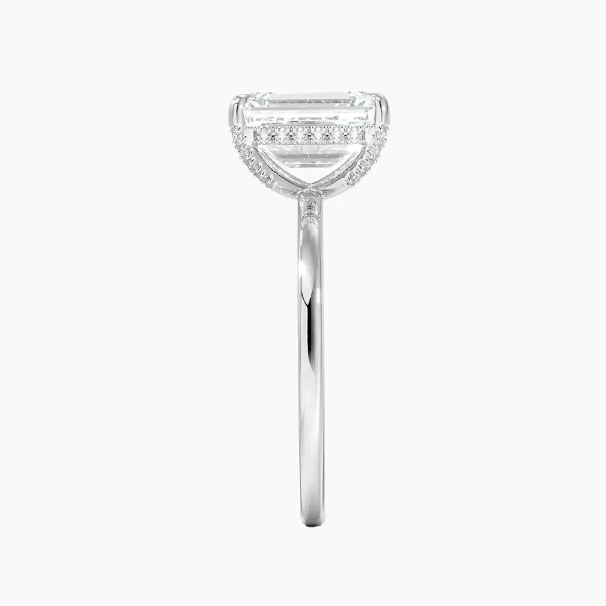 Dahlia Emerald Hidden Halo Diamond Ring Setting in 14K Rose Gold
