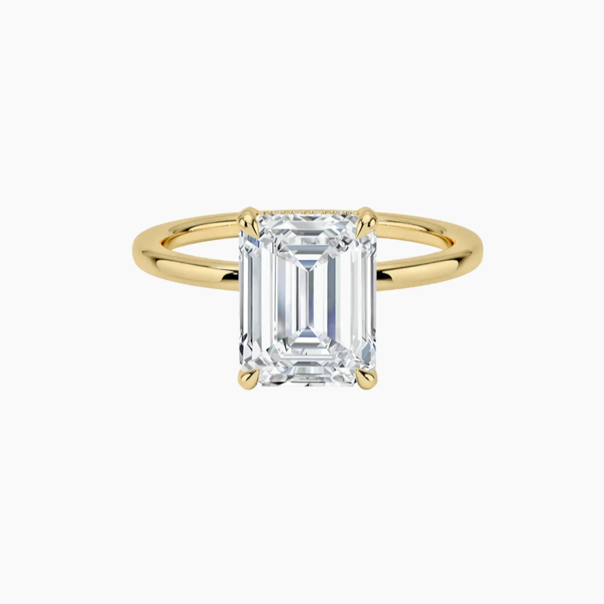 Dahlia Emerald Hidden Halo Diamond Ring Setting in 18K Rose Gold