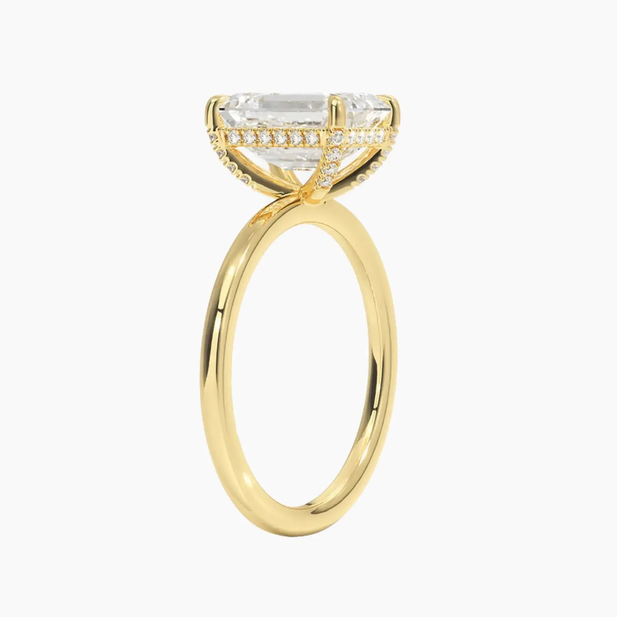 Dahlia Emerald Hidden Halo 2.5 Carat Lab Grown Diamond Engagement Ring in 14K White Gold