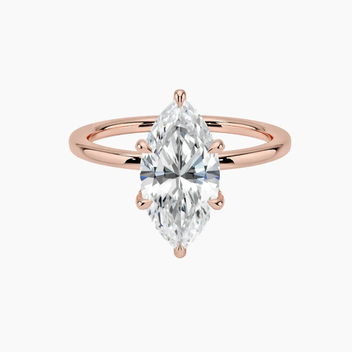 Dahlia Marquise Hidden Halo 1.5 Carat Lab Grown Diamond Engagement Ring in 18K Rose Gold
