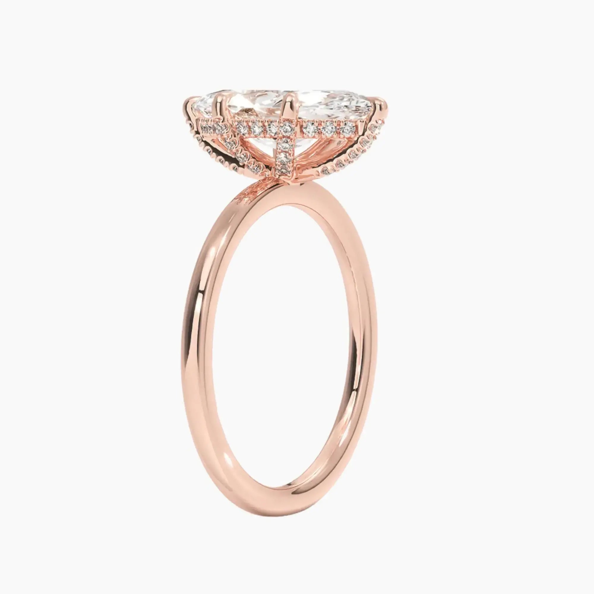 Dahlia Marquise Hidden Halo 1 Carat Lab Grown Diamond Engagement Ring in 18K White Gold