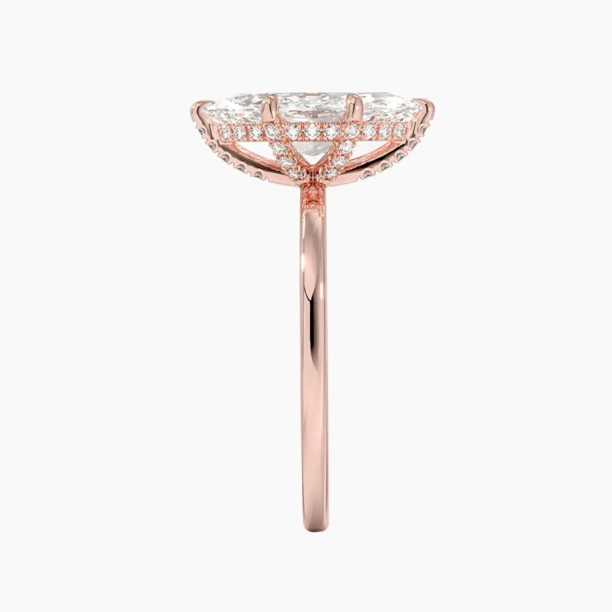 Dahlia Marquise Hidden Halo 2 Carat Lab Grown Diamond Engagement Ring in 18K Rose Gold