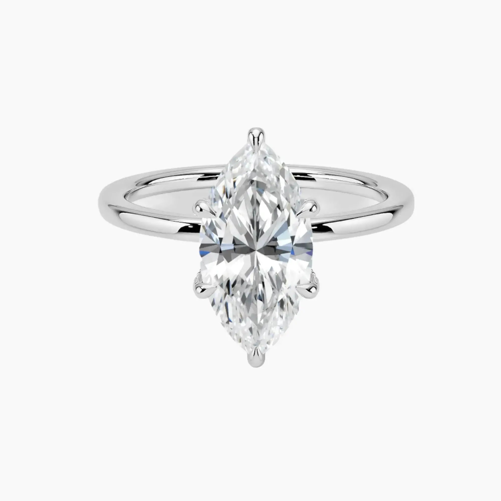 Dahlia Marquise Hidden Halo 1 Carat Lab Grown Diamond Engagement Ring in 14K White Gold