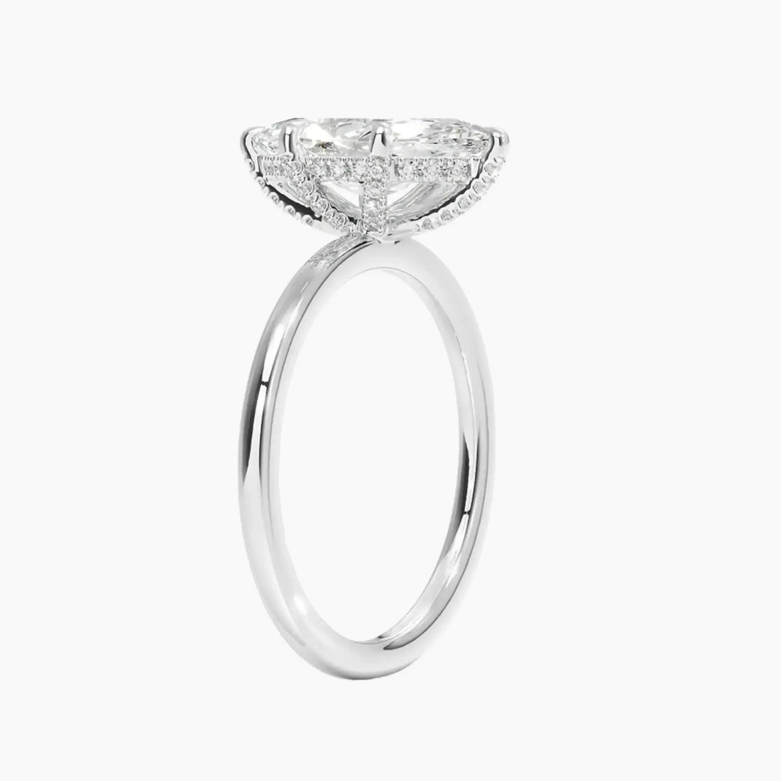 Dahlia Marquise Hidden Halo 2.5 Carat Lab Grown Diamond Engagement Ring in 14K White Gold