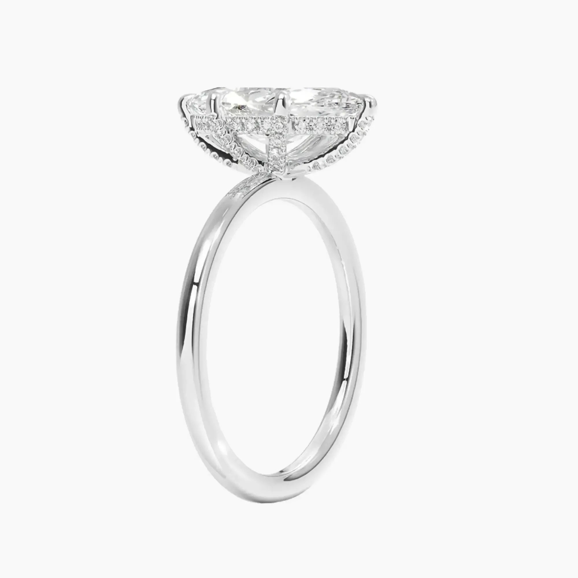 Dahlia Marquise Hidden Halo 2 Carat Lab Grown Diamond Engagement Ring in 14K White Gold