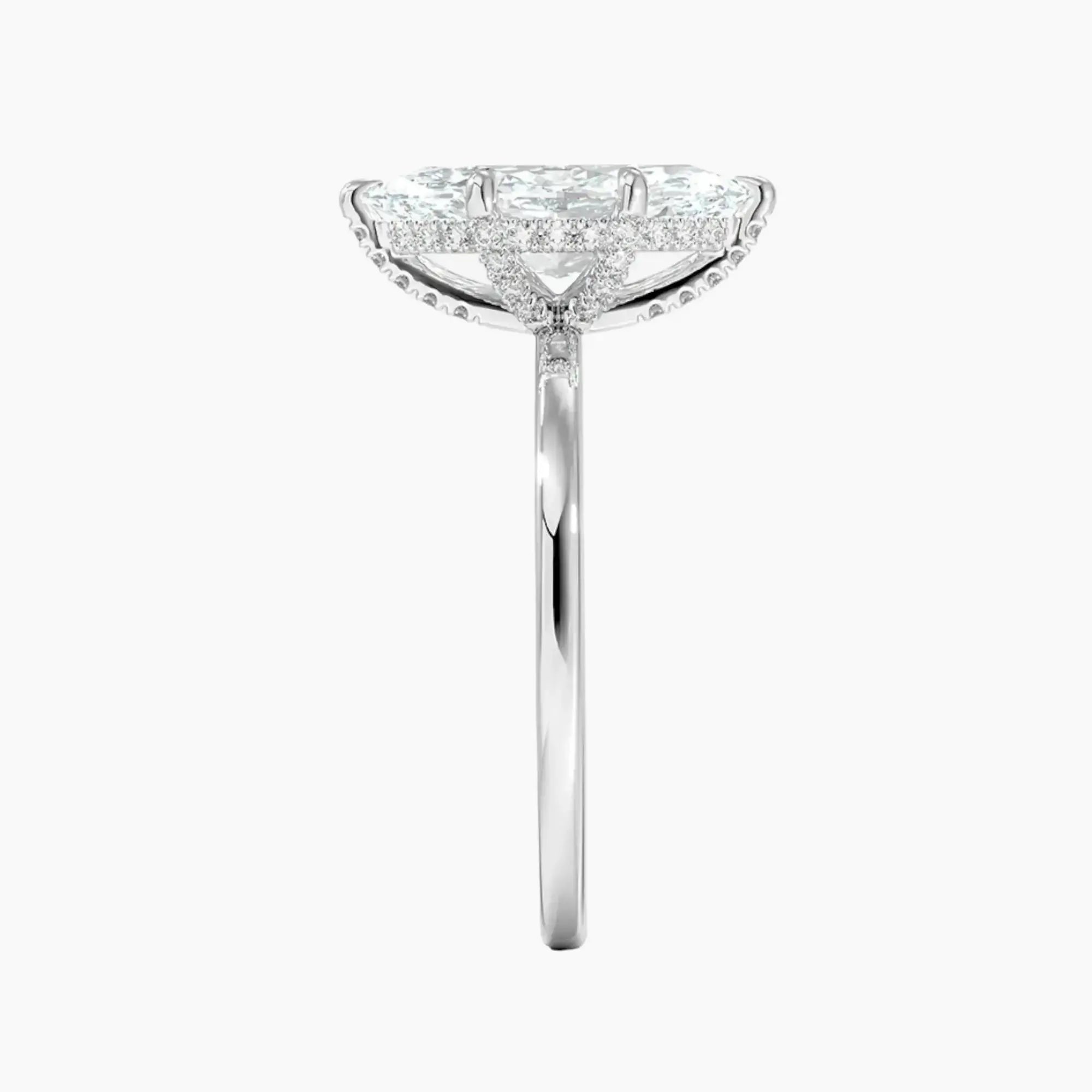 Dahlia Marquise Hidden Halo 1 Carat Lab Grown Diamond Engagement Ring in 18K White Gold