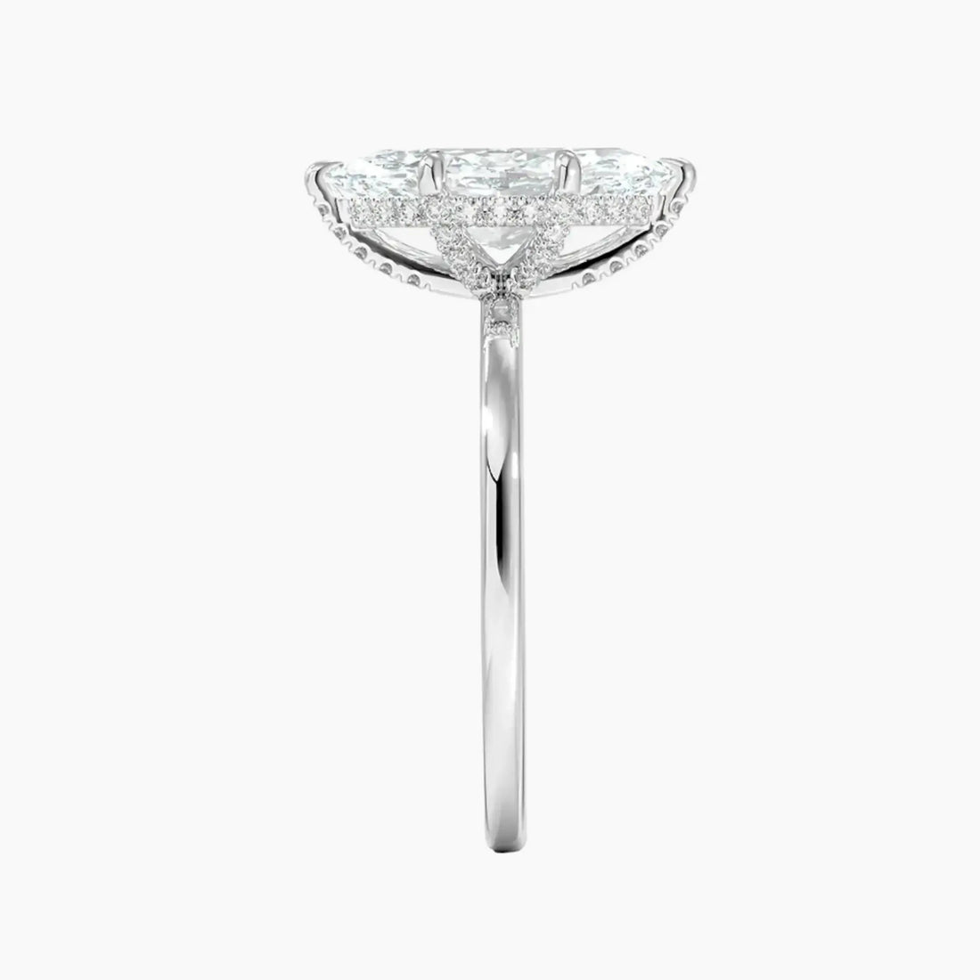Dahlia Marquise Hidden Halo Diamond Ring Setting in 18K Yellow Gold