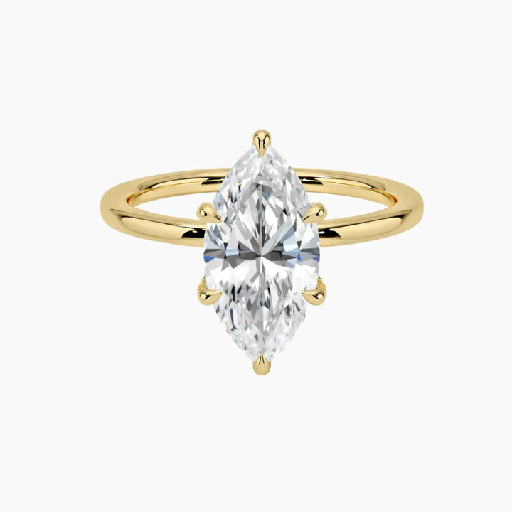 Dahlia Marquise Hidden Halo 3 Carat Lab Grown Diamond Engagement Ring in 18K Yellow Gold
