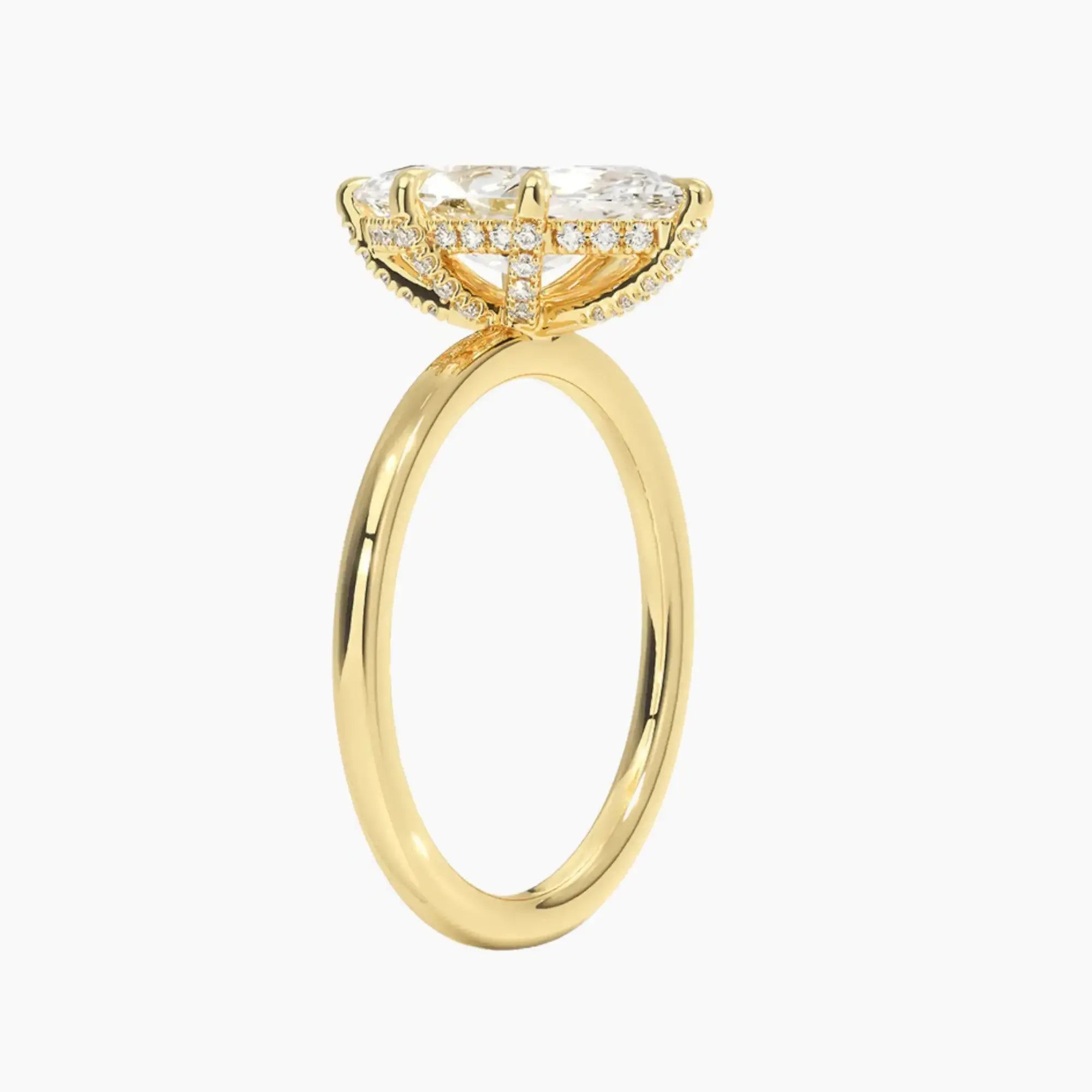 Dahlia Marquise Hidden Halo 2.5 Carat Lab Grown Diamond Engagement Ring in 18K White Gold