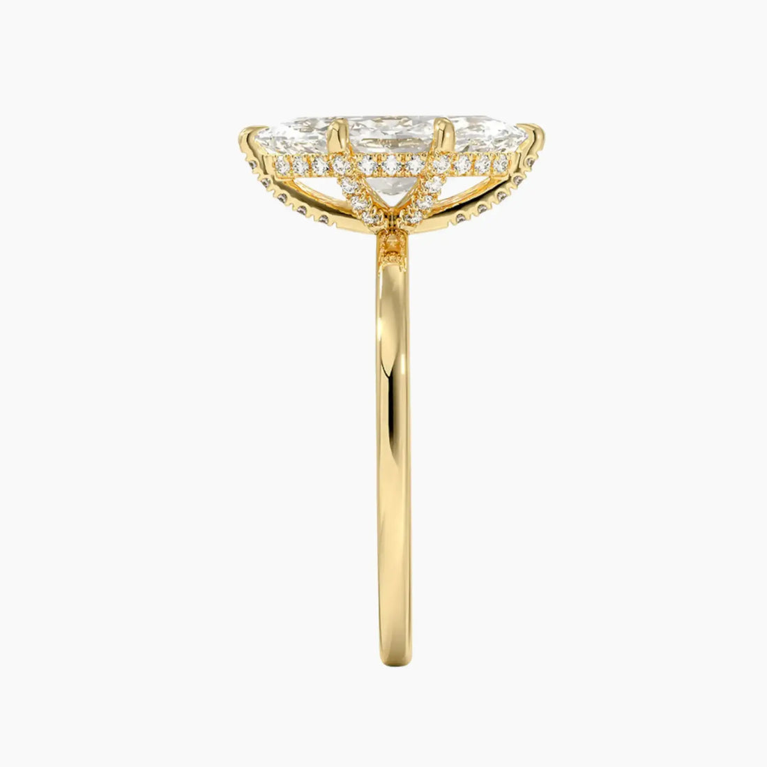 Dahlia Marquise Hidden Halo 1.5 Carat Lab Grown Diamond Engagement Ring in 14K Rose Gold