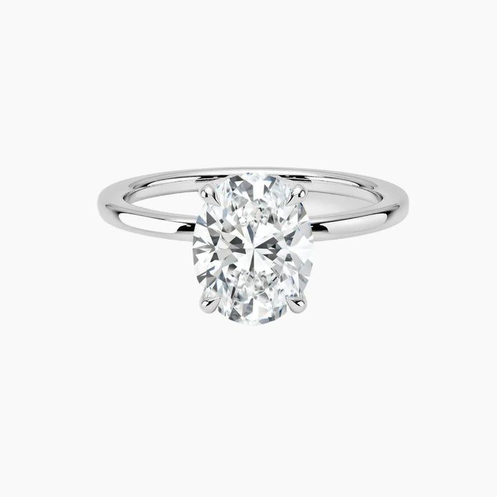 Dahlia Oval Hidden Halo 3 Carat Lab Grown Diamond Engagement Ring in 14K White Gold