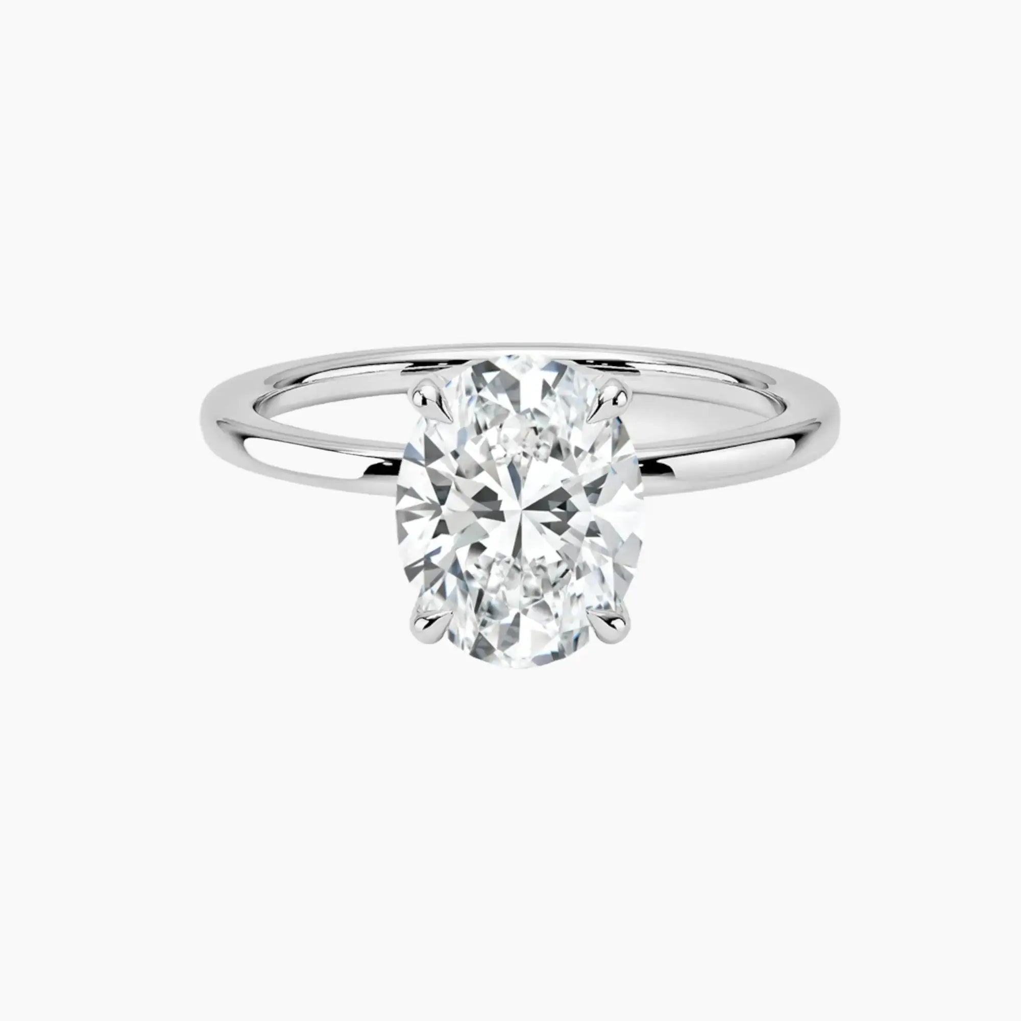 Dahlia Oval Hidden Halo 2.5 Carat Lab Grown Diamond Engagement Ring in 18K White Gold