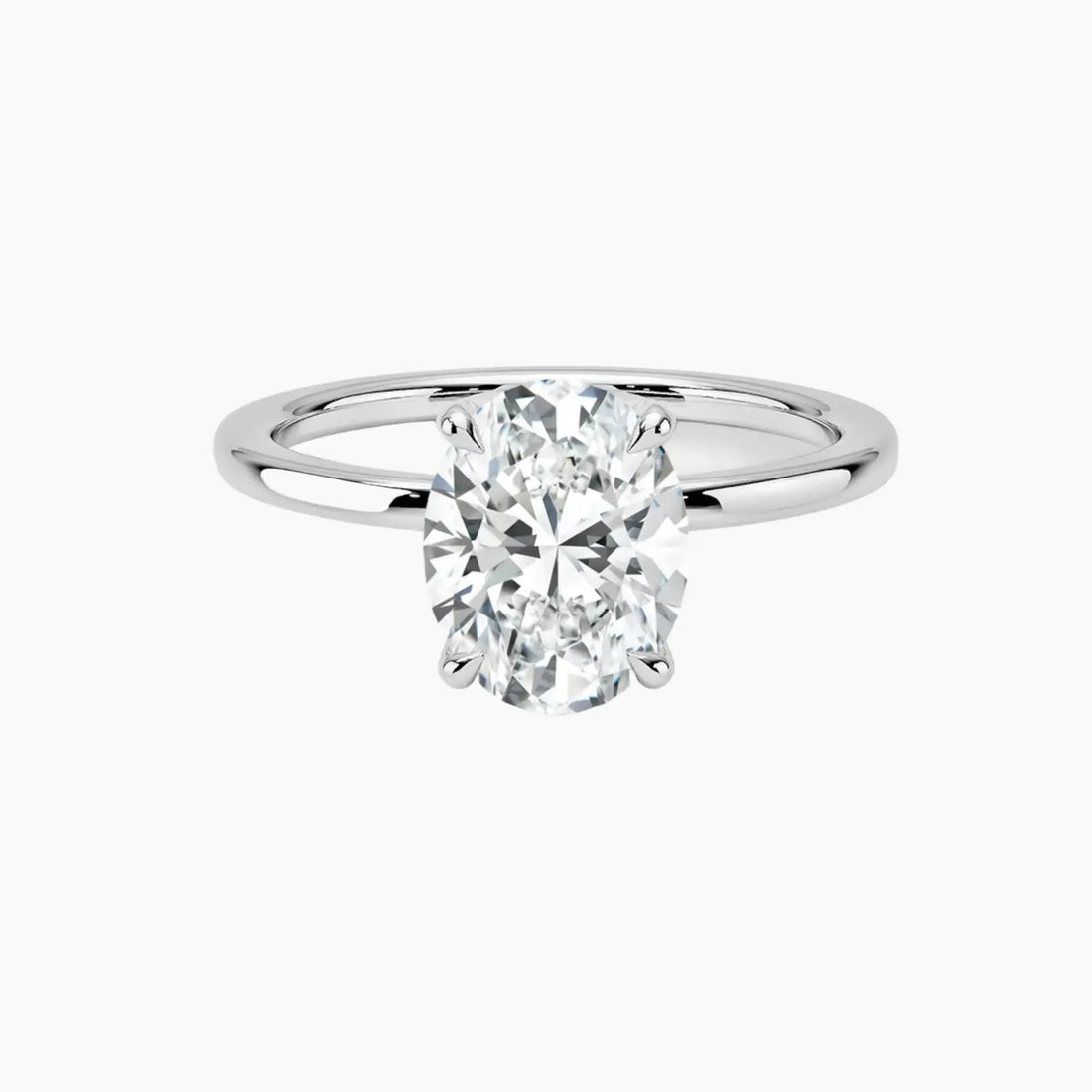 Dahlia Oval Hidden Halo 2.5 Carat Lab Grown Diamond Engagement Ring in 14K White Gold