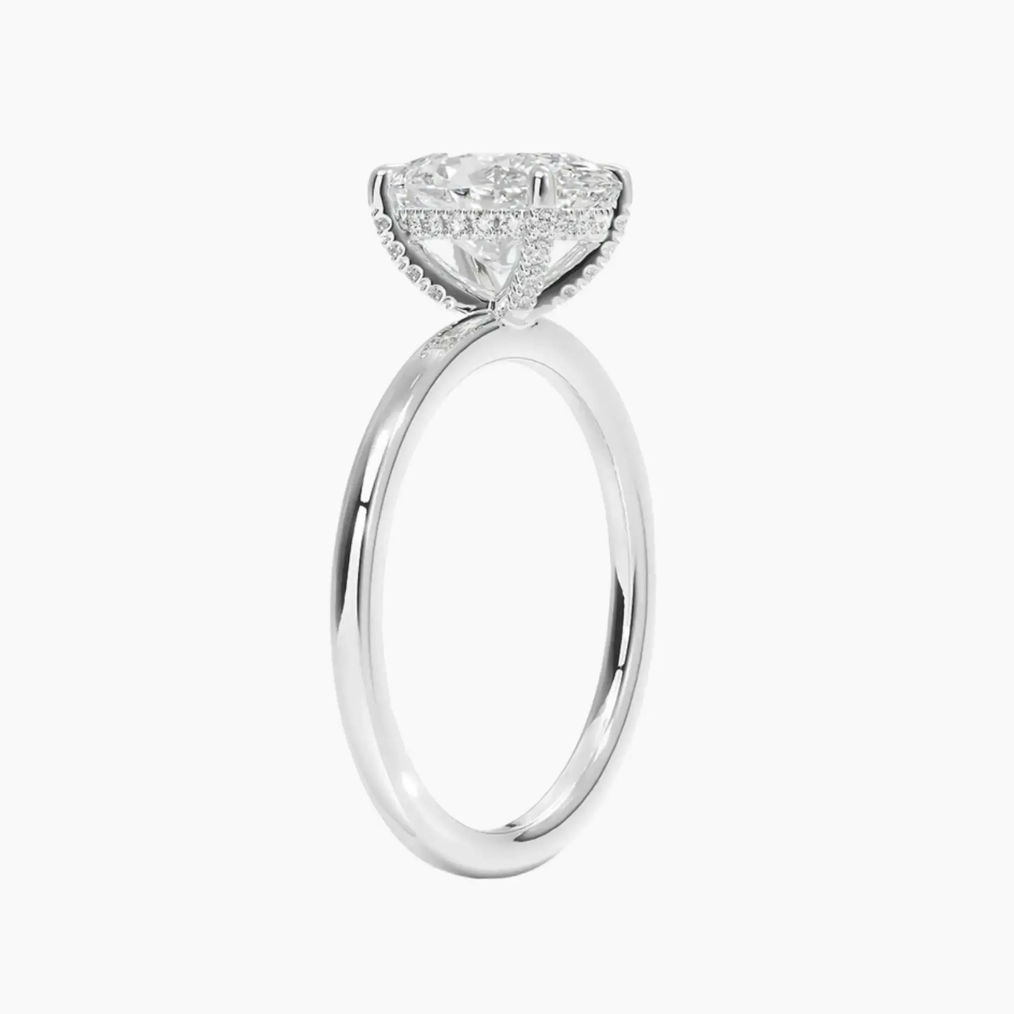 Dahlia Oval Hidden Halo 1 Carat Lab Grown Diamond Engagement Ring in 18K White Gold