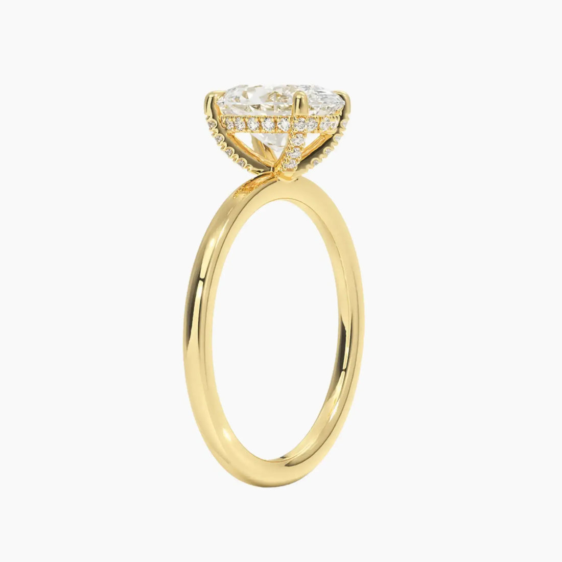 Dahlia Oval Hidden Halo 2 Carat Lab Grown Diamond Engagement Ring in 14K Rose Gold