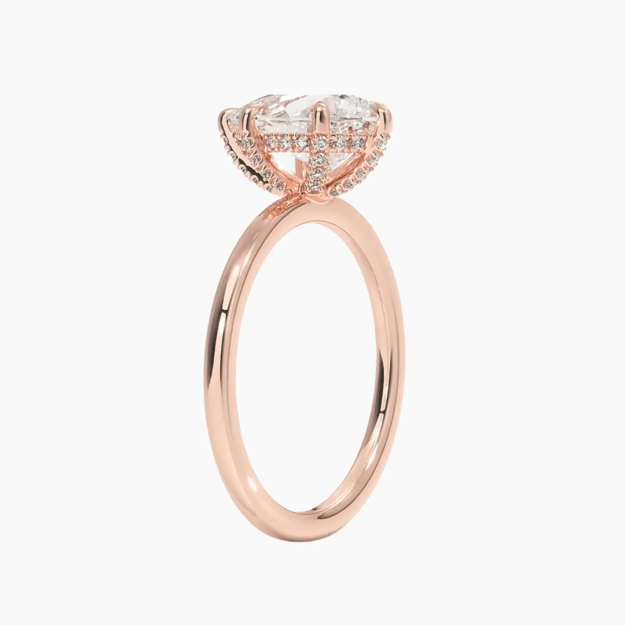 Dahlia Pear Hidden Halo 3 Carat Lab Grown Diamond Engagement Ring in 18K Yellow Gold