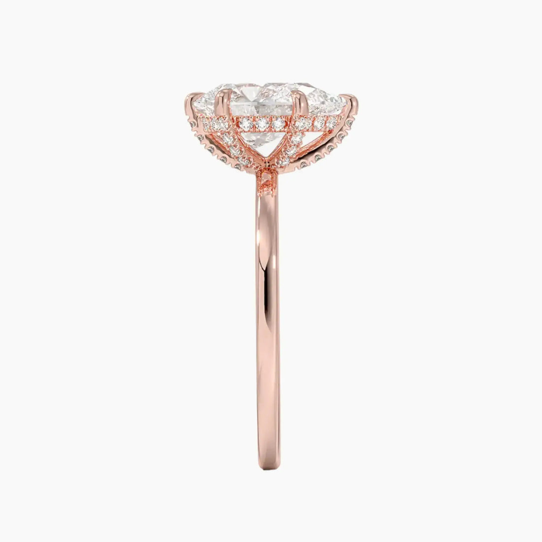Dahlia Pear Hidden Halo 2.5 Carat Lab Grown Diamond Engagement Ring in 18K Rose Gold