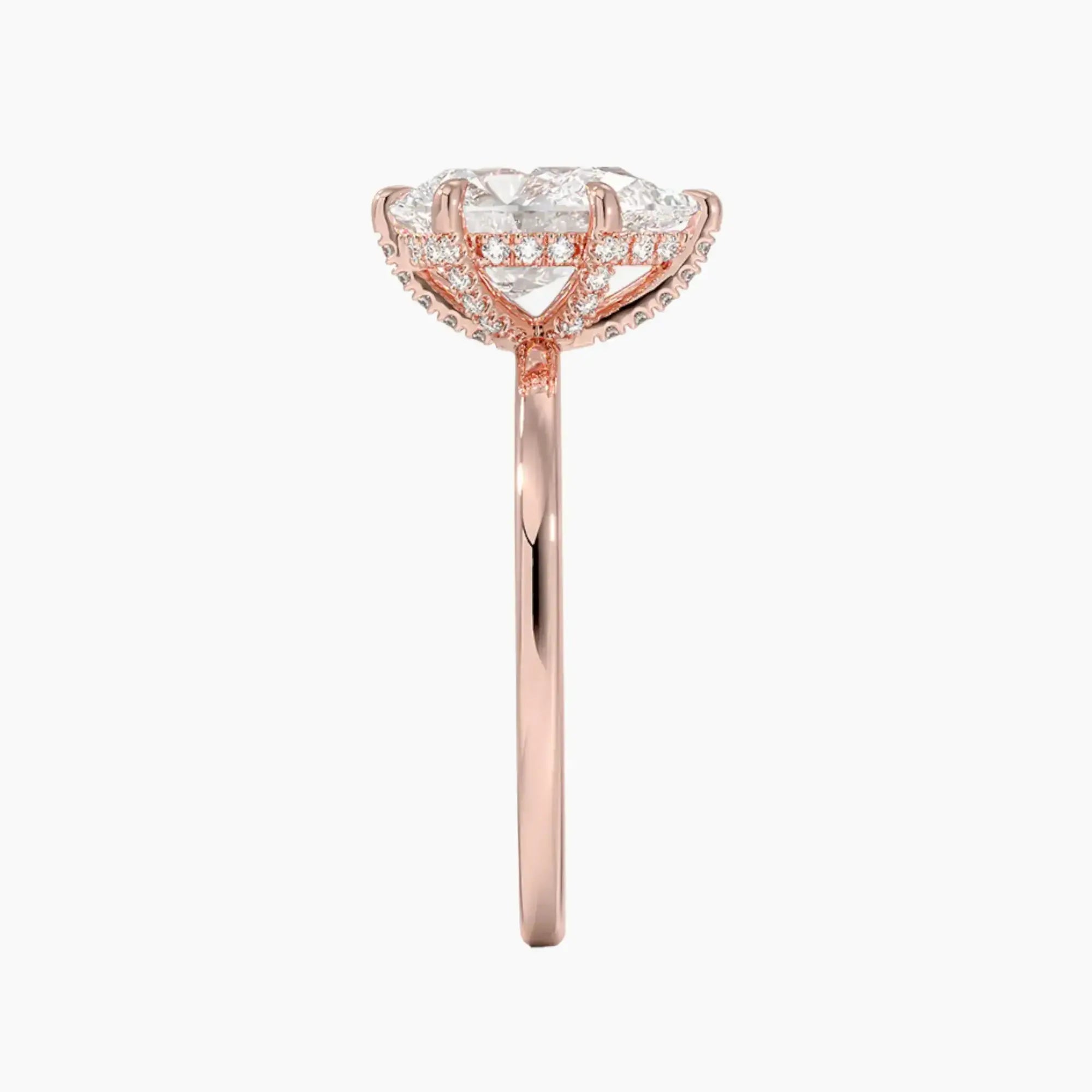 Dahlia Pear Hidden Halo 1.5 Carat Lab Grown Diamond Engagement Ring in 18K Rose Gold