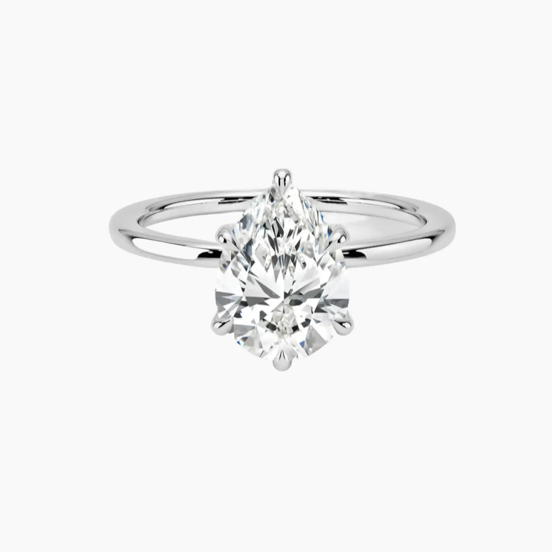 Dahlia Pear Hidden Halo 2 Carat Lab Grown Diamond Engagement Ring in 18K White Gold