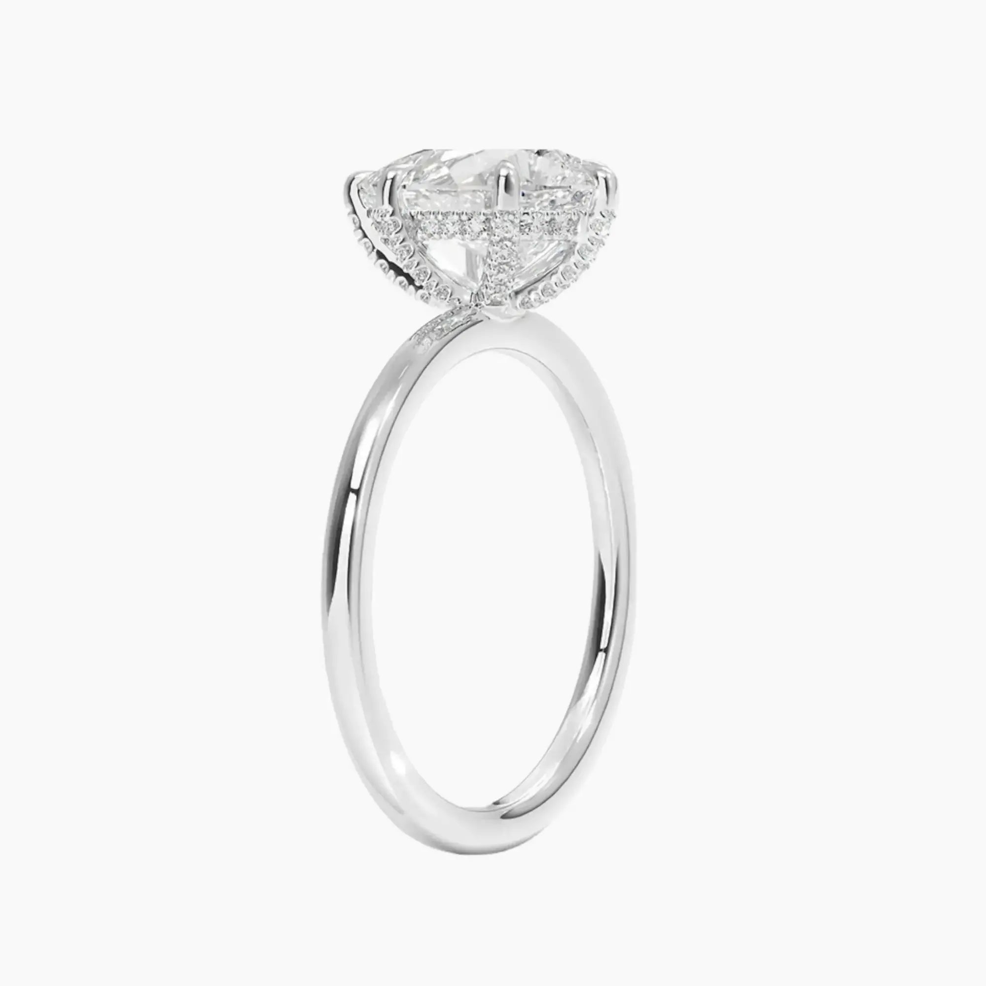 Dahlia Pear Hidden Halo 1 Carat Lab Grown Diamond Engagement Ring in 18K White Gold