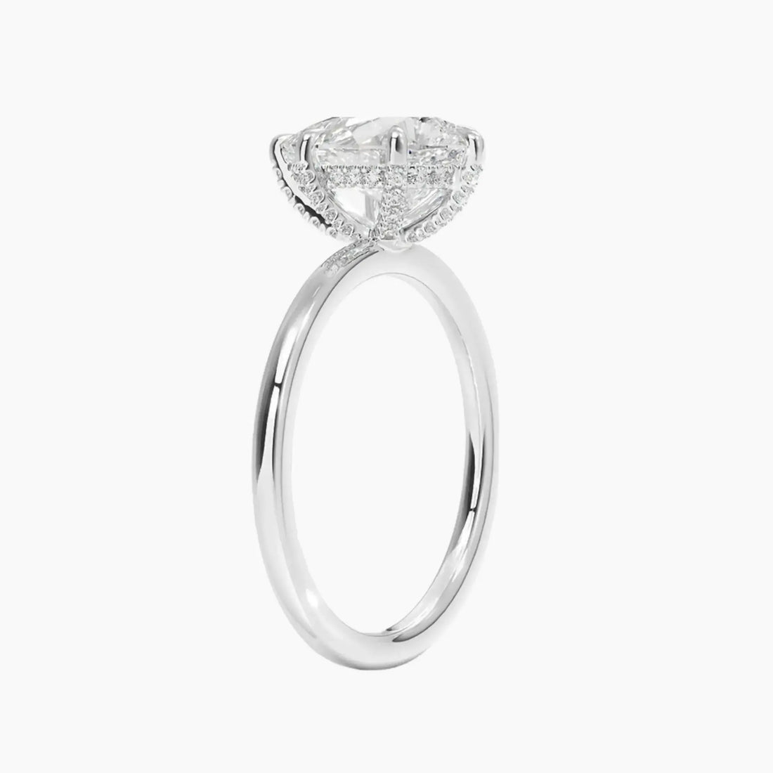 Dahlia Pear Hidden Halo Diamond Ring Setting in 18K White Gold