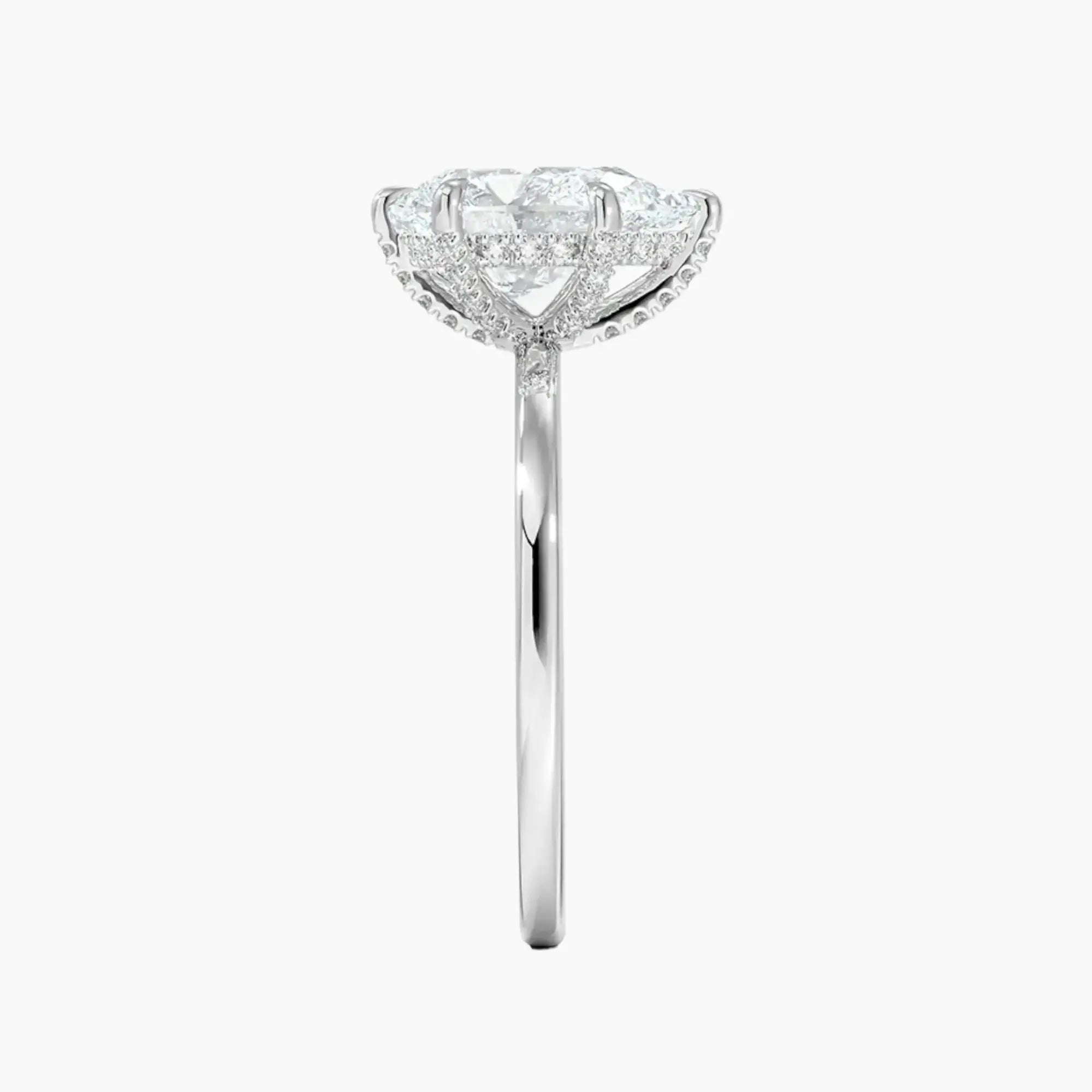 Dahlia Pear Hidden Halo 3 Carat Lab Grown Diamond Engagement Ring in 18K Rose Gold