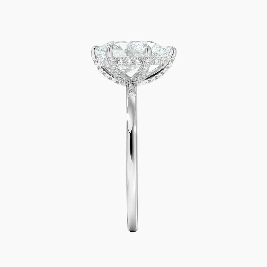 Dahlia Pear Hidden Halo 1 Carat Lab Grown Diamond Engagement Ring in 14K Yellow Gold