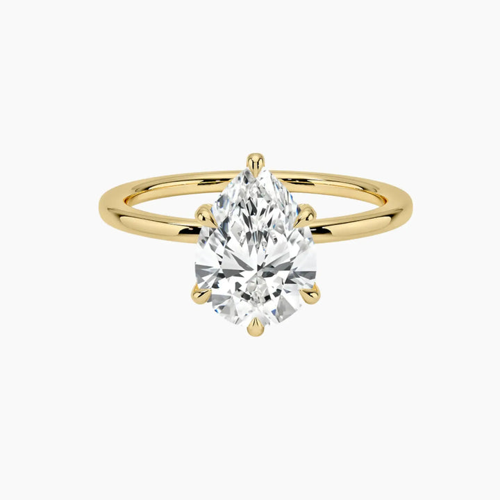 Dahlia Pear Hidden Halo 3 Carat Lab Grown Diamond Engagement Ring in 18K Yellow Gold