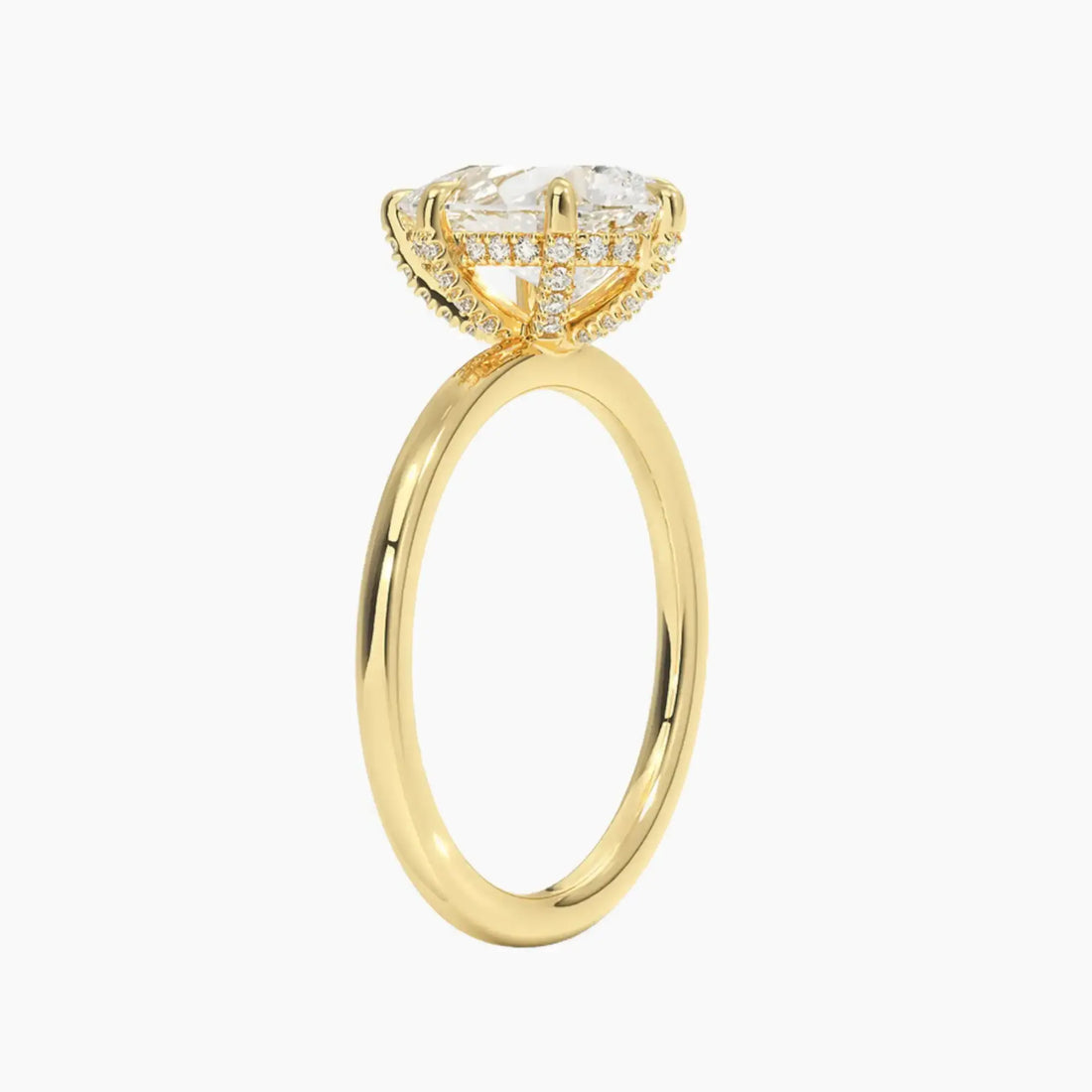 Dahlia Pear Hidden Halo 1 Carat Lab Grown Diamond Engagement Ring in 14K Rose Gold